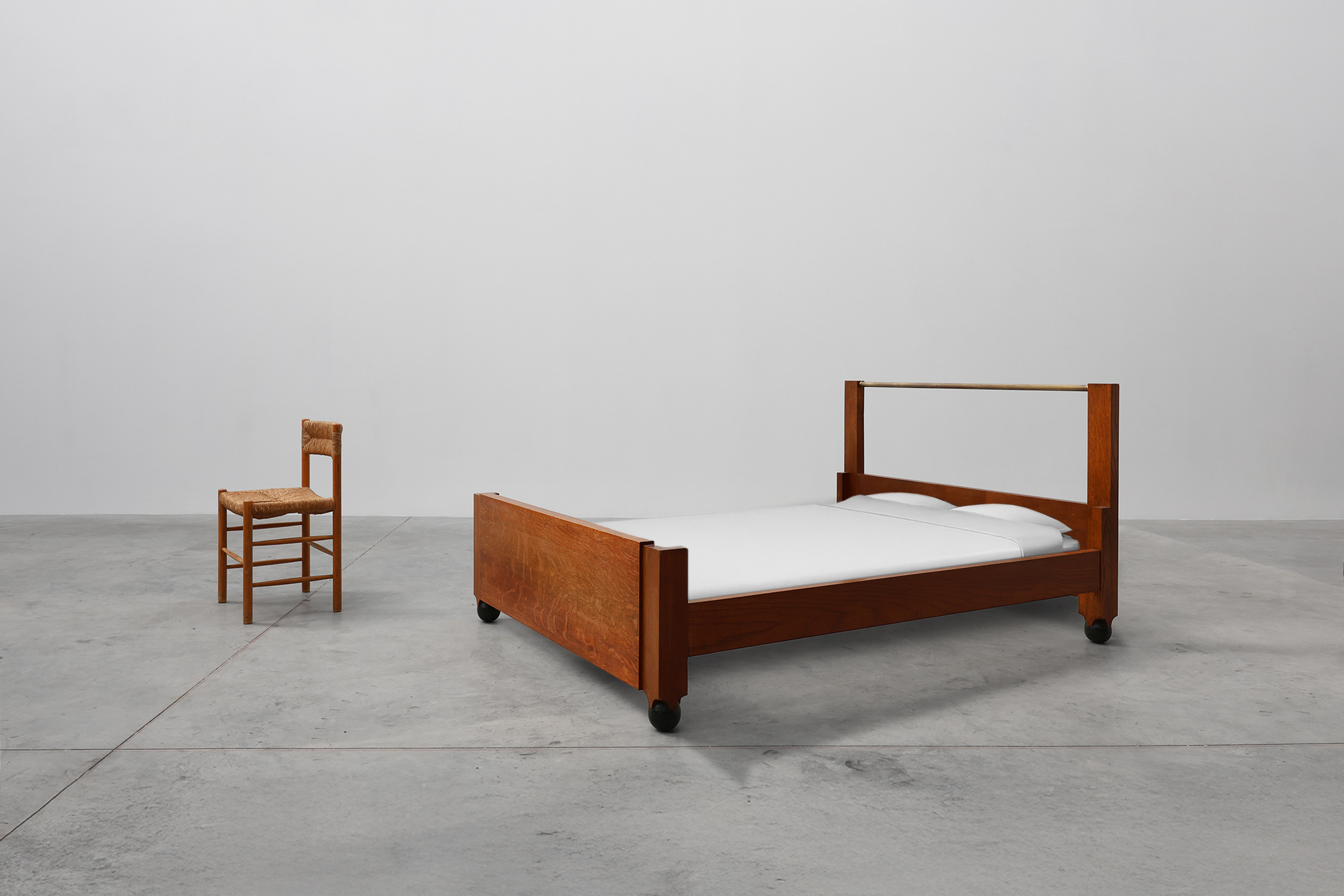 Art Nouveau bed frame attributed to De Coene, Belgium ca. 1905thumbnail